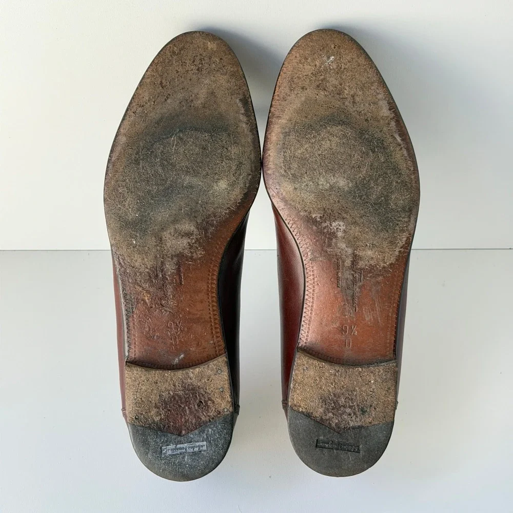 Vintage Salvatore Ferragamo Tassel Loafers Mens 9.5 D Brown Leather Dress Shoes